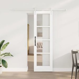 vidaXL Ușă glisantă Alb 61 x 198, 5 cm Lemn masiv de pin și sticlă imagine