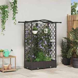 vidaXL Pat Ridicat cu Trellis și Acoperiș Maro 124 x 40 x 126 cm PP imagine
