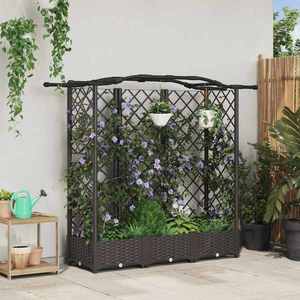 vidaXL Pat Ridicat cu Trellis și Acoperiș Maro 163 x 40 x 126 cm PP imagine