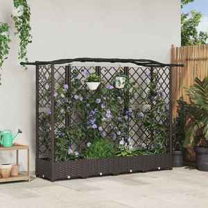 vidaXL Pat Ridicat cu Trellis și Acoperiș Maro 203, 5 x 40 x 125 cm PP imagine