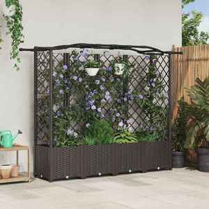 vidaXL Pat Ridicat cu Trellis și Acoperiș Maro 204 x 40 x 141 cm PP imagine
