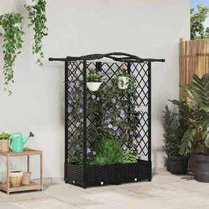 vidaXL Pat Ridicat cu Trellis și Acoperiș Negru 124 x 40 x 126 cm PP imagine