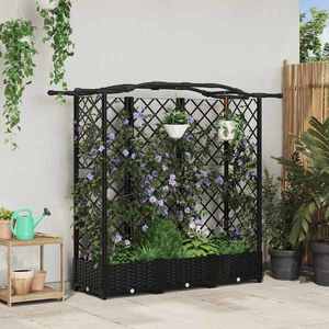 vidaXL Pat Ridicat cu Trellis și Acoperiș Negru 163 x 40 x 126 cm PP imagine