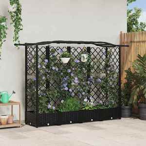 vidaXL Pat Ridicat cu Trellis și Acoperiș Negru 203, 5 x 40 x 125 cm PP imagine