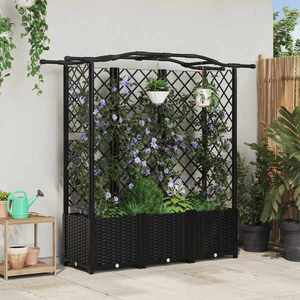 vidaXL Pat Ridicat cu Trellis și Acoperiș Negru 163 x 40 x 141 cm PP imagine