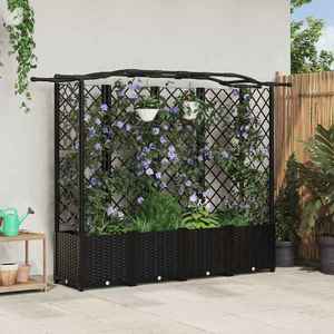 vidaXL Pat Ridicat cu Trellis și Acoperiș Negru 204 x 40 x 141 cm PP imagine