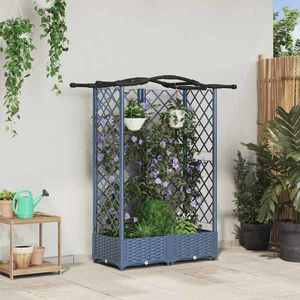 vidaXL Pat Ridicat cu Trellis și Acoperiș Gri 124 x 40 x 126 cm PP imagine