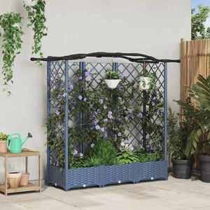 vidaXL Pat Ridicat cu Trellis și Acoperiș Gri 163 x 40 x 126 cm PP imagine