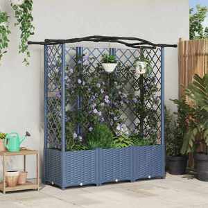 vidaXL Pat Ridicat cu Trellis și Acoperiș Gri 163 x 40 x 141 cm PP imagine
