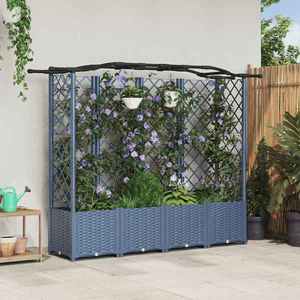 vidaXL Pat Ridicat cu Trellis și Acoperiș Gri 204 x 40 x 141 cm PP imagine