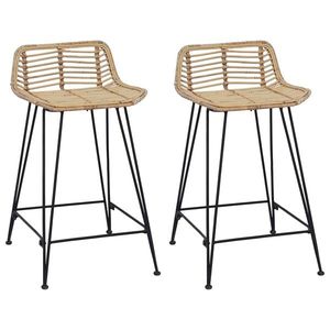 vidaXL Scaun de bar 2 pcs natural 44 x 45 x 76 cm Rattan și oțel imagine
