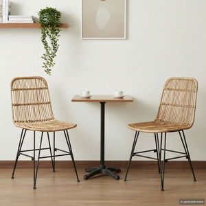 vidaXL Scaun de dining 2 pcs natural 41 x 55 x 85 cm Rattan și oțel imagine