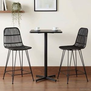 vidaXL Scaun de bar 2 pcs Negru 44 x 54 x 96 cm Rattan și oțel imagine