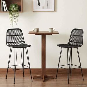 vidaXL Scaun de bar 2 pcs Negru 44 x 55 x 109 cm Rattan și oțel imagine