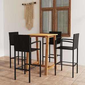 vidaXL Set mobilier de bar de gradină, 5 piese, negru imagine