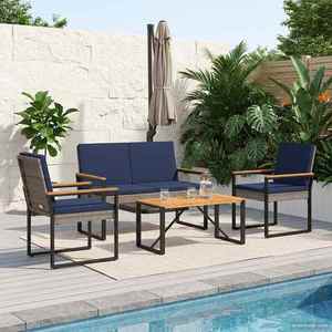 vidaXL Set de Mobilier pentru Exterior 4 pcs Gri și albastru marin imagine