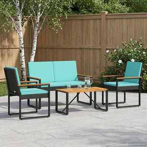 vidaXL Set de Mobilier pentru Exterior cu pernă 4 pcs Negru și Turcoaz imagine