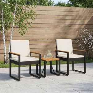 vidaXL Set de Mobilier pentru Exterior 3 pcs Negru și Alb crem imagine