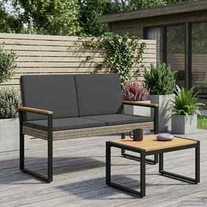 vidaXL Bancă de exterior Gri și gri închis 107 x 61 x 80 cm poliratan imagine