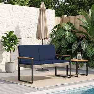 vidaXL Bancă de exterior Gri și albastru marin 107 x 61 x 80 cm imagine