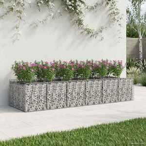 vidaXL Pat ridicat din gabion 2 pcs Argintiu imagine