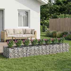 vidaXL Pat ridicat din gabion 3 pcs Argintiu imagine