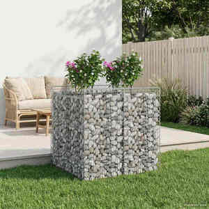 vidaXL Pat ridicat din gabion 2 pcs Argintiu imagine