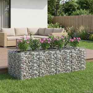 vidaXL Pat ridicat din gabion 2 pcs Argintiu imagine