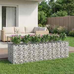 vidaXL Pat ridicat din gabion 3 pcs Argintiu imagine