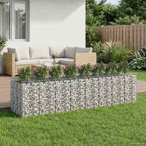 vidaXL Pat ridicat din gabion 4 pcs Argintiu imagine