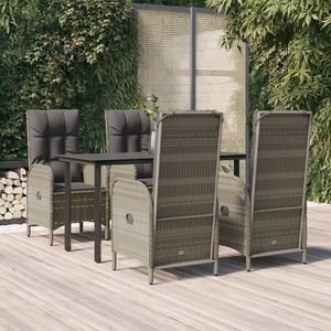 vidaXL Set mobilier grădină cu perne, 5 piese, negru și gri, poliratan imagine