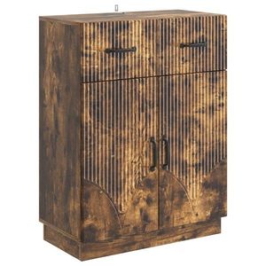 vidaXL Bufet cu sertar Stejar fumuriu 66 x 34, 5 x 87 cm Lemn prelucrat imagine