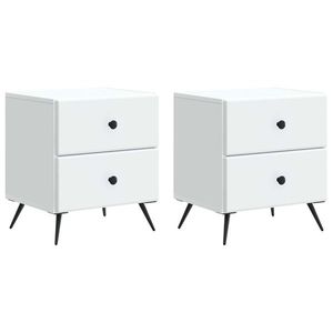 vidaXL Dulap de noapte 2 pcs Alb 43 x 34, 5 x 47, 5 cm Lemn prelucrat imagine