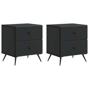 vidaXL Dulap de noapte 2 pcs Negru 43 x 34, 5 x 47, 5 cm Lemn prelucrat imagine