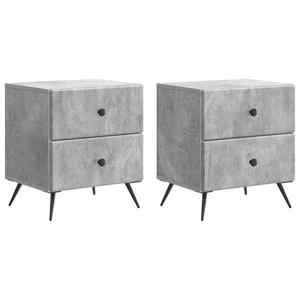 vidaXL Dulap de noapte cu sertar 2 pcs Gri Beton 43 x 34, 5 x 47, 5 cm imagine