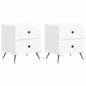 vidaXL Dulap de noapte 2 pcs Alb foarte lucios 43 x 34, 5 x 47, 5 cm imagine