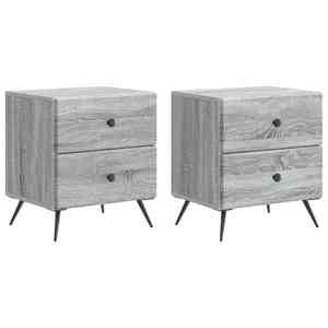 vidaXL Dulap de noapte cu sertar 2 pcs Sonoma gri 43 x 34, 5 x 47, 5 cm imagine