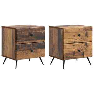vidaXL Dulap de noapte cu sertar 2 pcs Lemn vechi 43 x 34, 5 x 47, 5 cm imagine