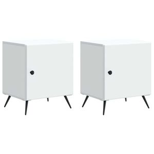 vidaXL Dulap de noapte 2 pcs Alb 43 x 34, 5 x 50 cm Lemn prelucrat imagine