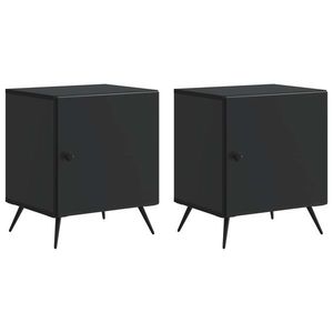 vidaXL Dulap de noapte 2 pcs Negru 43 x 34, 5 x 50 cm Lemn prelucrat imagine