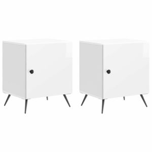 vidaXL Dulap de noapte 2 pcs Alb foarte lucios 43 x 34, 5 x 50 cm imagine