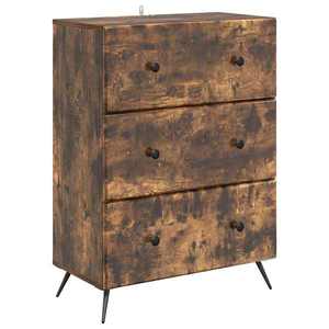 vidaXL Dulap cu sertare Stejar fumuriu 66 x 34, 5 x 90 cm imagine