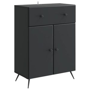 vidaXL Bufet cu sertar Negru 66 x 34, 5 x 90 cm Lemn prelucrat imagine