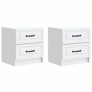 vidaXL Dulap de noapte 2 pcs Alb 43 x 34, 5 x 44, 5 cm Lemn prelucrat imagine