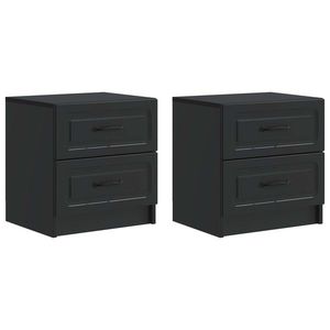 vidaXL Dulap de noapte 2 pcs Negru 43 x 34, 5 x 44, 5 cm Lemn prelucrat imagine