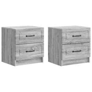 vidaXL Dulap de noapte cu sertar 2 pcs Sonoma gri 43 x 34, 5 x 44, 5 cm imagine