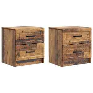 vidaXL Dulap de noapte cu sertar 2 pcs Lemn vechi 43 x 34, 5 x 44, 5 cm imagine
