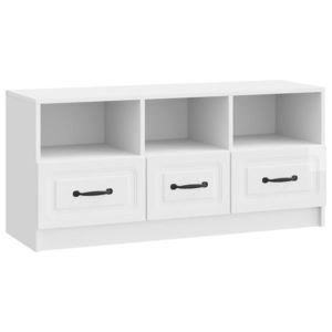 vidaXL Cabinet TV Alb foarte lucios 102 x 34, 5 x 47 cm Lemn prelucrat imagine