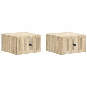 vidaXL Dulap de noapte suspendat 2 pcs Stejar Sonoma 33 x 34, 5 x 20 cm imagine