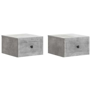 vidaXL Dulap de noapte suspendat 2 pcs Gri Beton 33 x 34, 5 x 20 cm imagine
